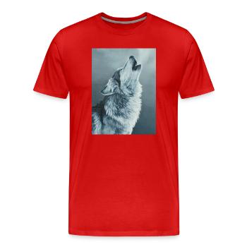 Grauer Wolf - Männer Premium Bio T-Shirt - Rot - Vorne - Damien (186cm)