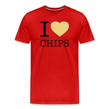 I LOVE CHIPS - T-shirt bio Premium Homme - rouge - Devant - Damien (186cm)