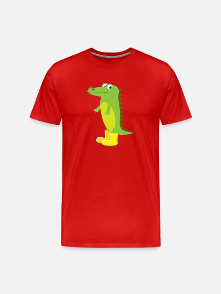 Kindermotiv Tiershirt grünes Krokodil Geschenkidee - Männer Premium Bio T-Shirt - Rot