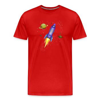 Fusée dans l'espace - T-shirt bio Premium Homme - rouge - Devant - Damien (186cm)