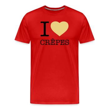 J’ADORE LES CRÊPES Crêpes - T-shirt bio Premium Homme - rouge - Devant - Damien (186cm)
