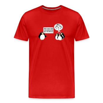 School - Penguin - Men's Premium Organic T-Shirt - red - Front - Damien (186cm)
