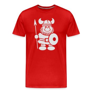 Viking with shield and spear illustration - Men's Premium Organic T-Shirt - red - Front - Damien (186cm)