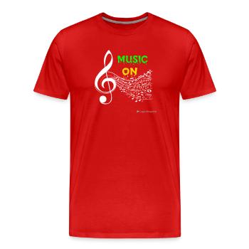 Music ON - Männer Premium Bio T-Shirt - Rot - Vorne - Damien (186cm)