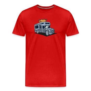 Anhänger - Wohnmobil - Wohnwagen Freizeitfahrzeug - Wohnmobil - Männer Premium Bio T-Shirt - Rot - Vorne - Damien (186cm)