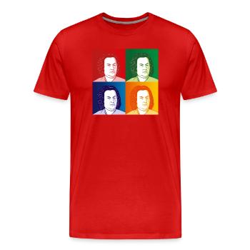 Johann Sebastian Bach in cartoon style - Men's Premium Organic T-Shirt - red - Front - Damien (186cm)