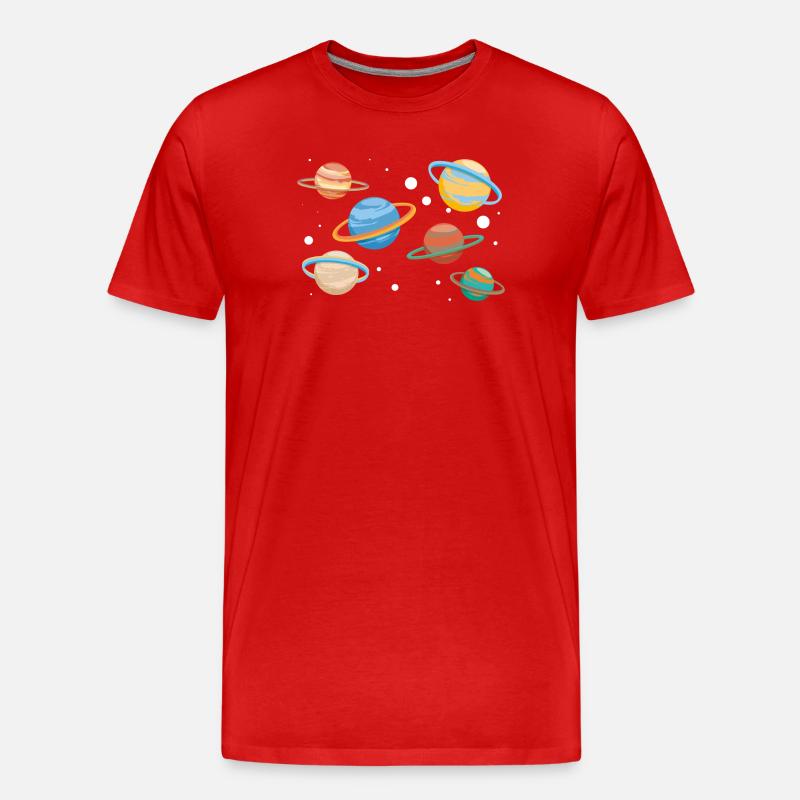 Saturn Planeten - Männer Premium Bio T-Shirt - Rot