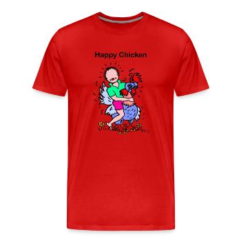 Poulet heureux - T-shirt bio Premium Homme - rouge - Devant - Damien (186cm)