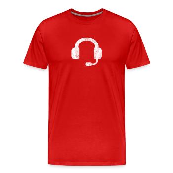 Headset / Kopfhörer / DJ / Gamer - Männer Premium Bio T-Shirt - Rot - Vorne - Damien (186cm)