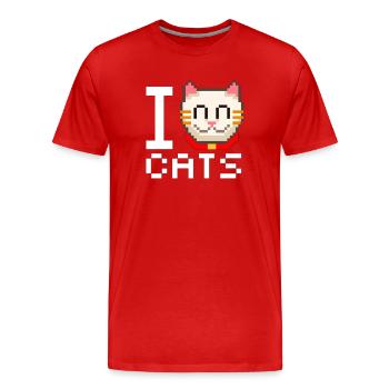 I Love Cats - Männer Premium Bio T-Shirt - Rot - Vorne - Damien (186cm)