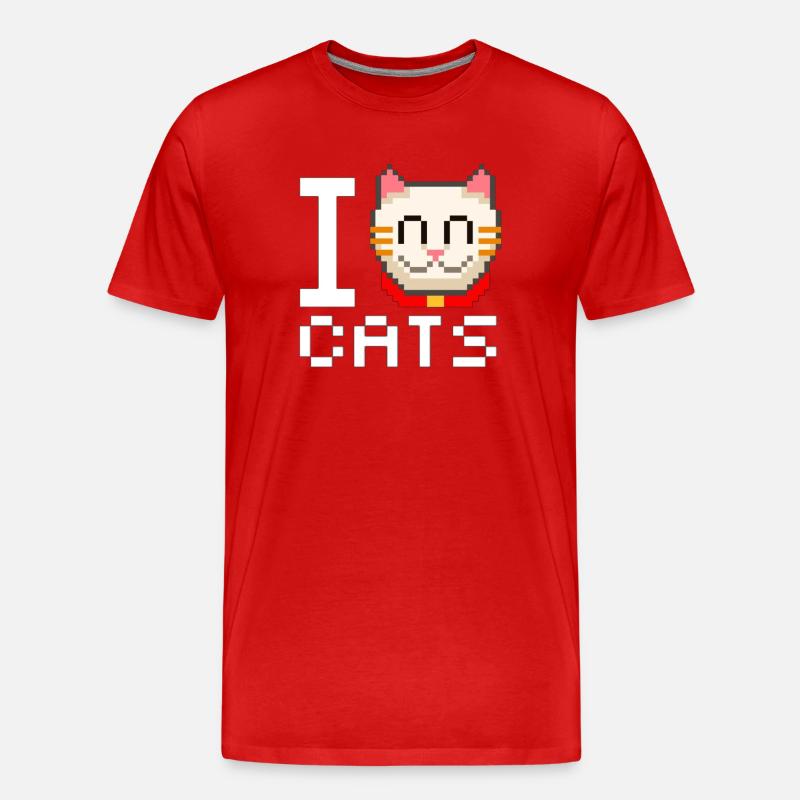 I Love Cats - Männer Premium Bio T-Shirt - Rot