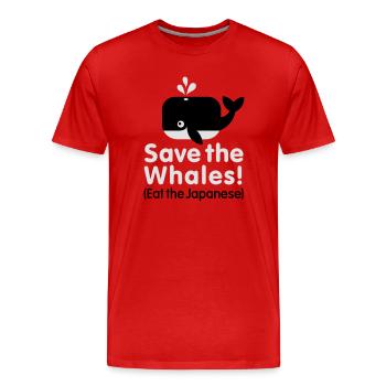 Save the Whales! Eat the Japanese - Men's Premium Organic T-Shirt - red - Front - Damien (186cm)
