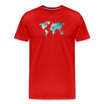 Weltkarte - Männer Premium Bio T-Shirt - Rot - Vorne - Damien (186cm)