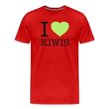 I LOVE KIWIS Kiwi - Men's Premium Organic T-Shirt - red - Front - Damien (186cm)
