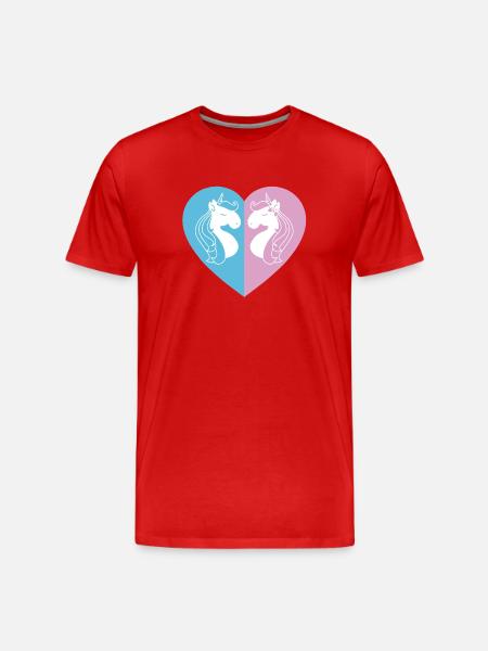Two-sided unicorn heart - Men's Premium Organic T-Shirt - red