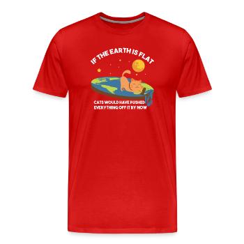 Satire du chat de la Terre plate - T-shirt bio Premium Homme - rouge - Devant - Damien (186cm)