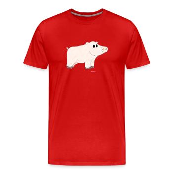 Schwein / Pig - Männer Premium Bio T-Shirt - Rot - Vorne - Damien (186cm)