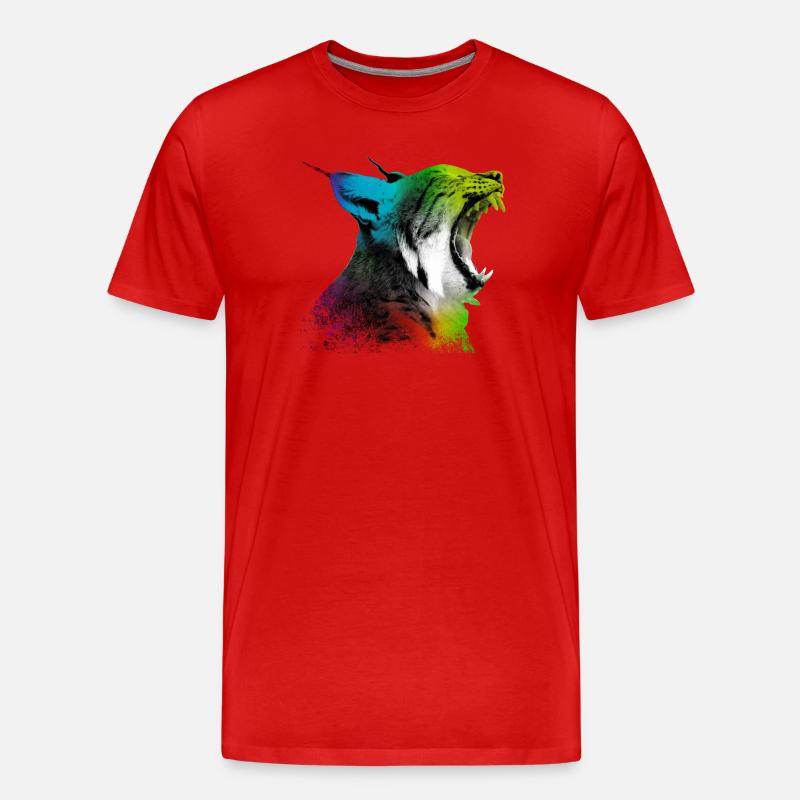 Gähnender Luchs - Männer Premium Bio T-Shirt - Rot