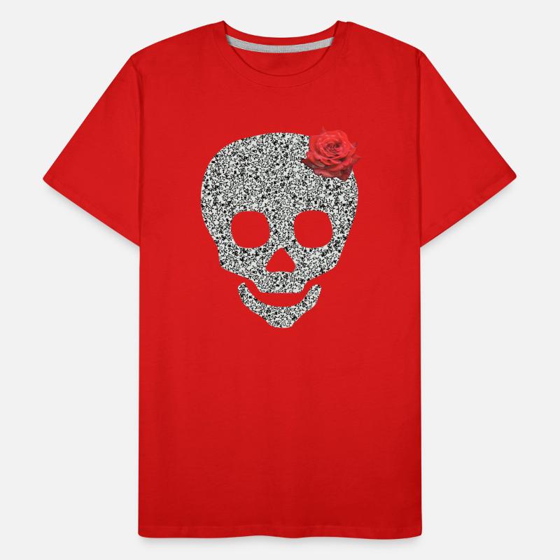 tête de mort avec rose T-shirt bio Premium Homme