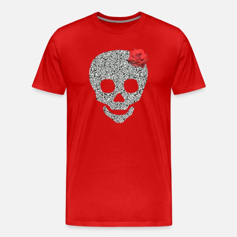 Schädel mit Rose - Männer Premium Bio T-Shirt - Rot
