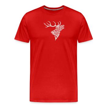 Roaring Stag Tribal white - Men's Premium Organic T-Shirt - red - Front - Damien (186cm)
