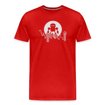 Futuristische Robot Skyline – Android - Männer Premium Bio T-Shirt - Rot - Vorne - Damien (186cm)