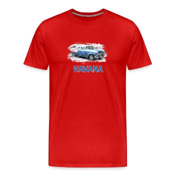 Havane Oldtimer / Cadeau Caraïbes Havana Cuba - T-shirt bio Premium Homme - rouge - Devant - Damien (186cm)