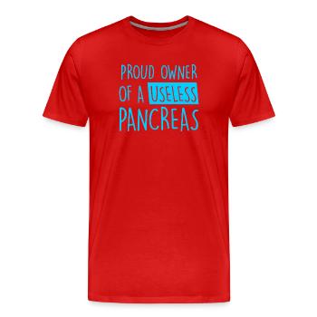 T-shirts sur le diabète - T-shirt bio Premium Homme - rouge - Devant - Damien (186cm)