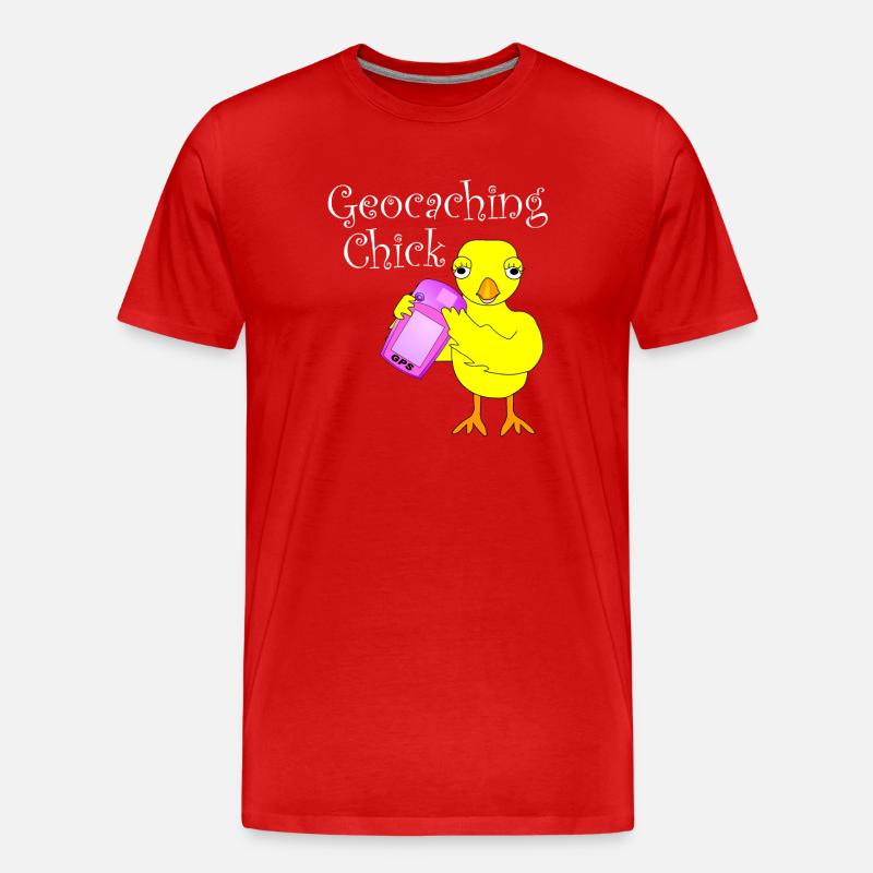 Geocaching Küken weißer Text - Männer Premium Bio T-Shirt - Rot