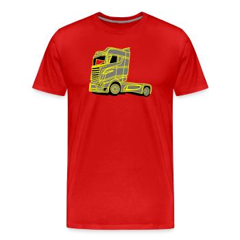 LKW Brummi - Männer Premium Bio T-Shirt - Rot - Vorne - Damien (186cm)
