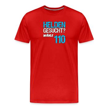 Helden 110 Polizei Polizist Polizisten Geschenk - Männer Premium Bio T-Shirt - Rot - Vorne - Damien (186cm)