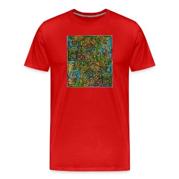 T-shirt psychédélique - T-shirt bio Premium Homme - rouge - Devant - Damien (186cm)