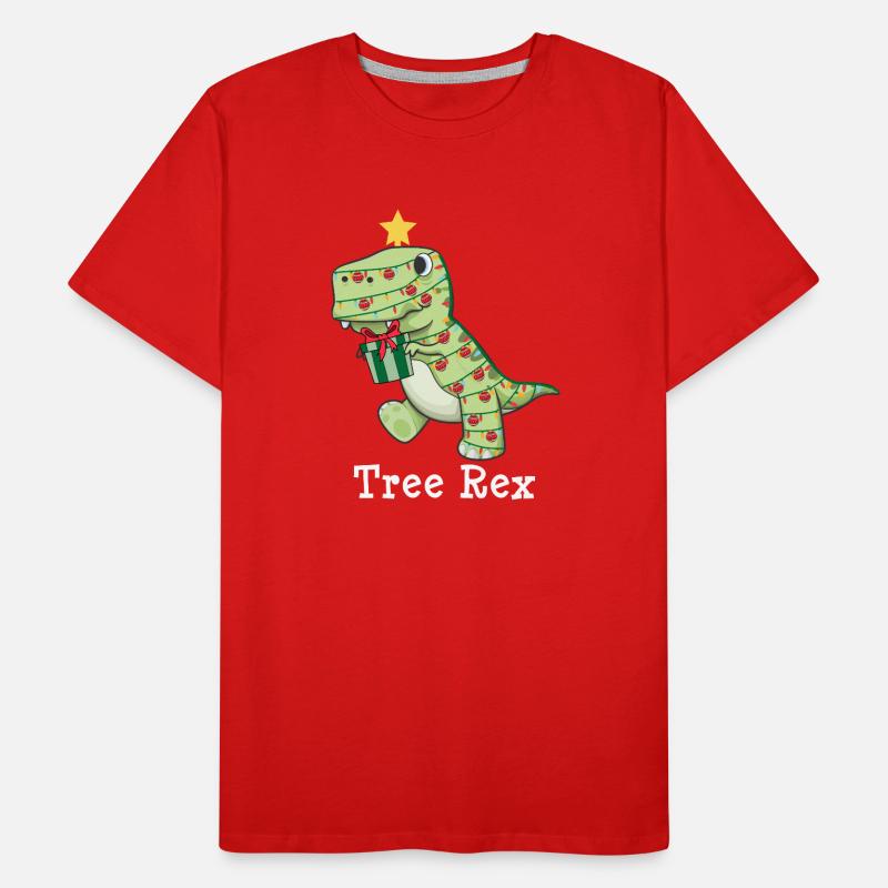 Angry Tree Rex Xmas Dinosaur Lights de Noël T-shirt bio Premium Homme