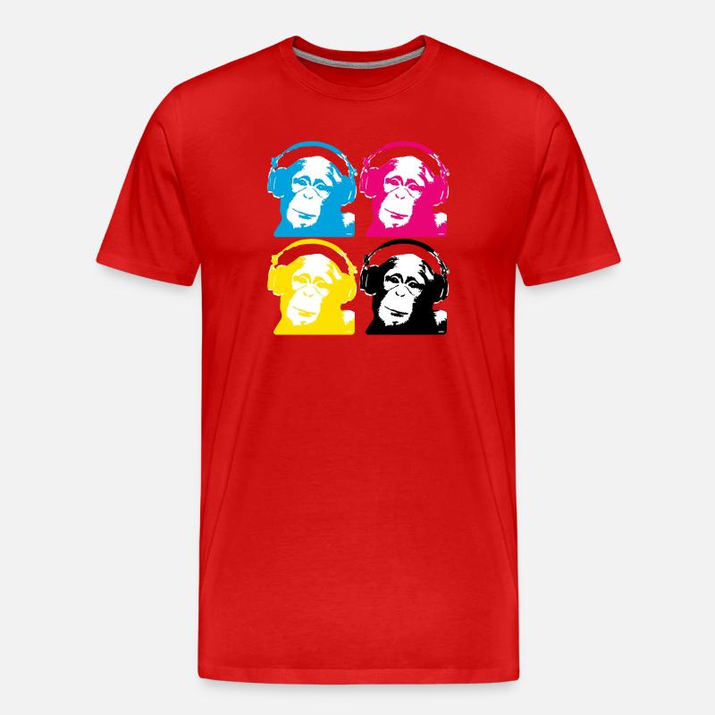 4 dj monkeys - Männer Premium Bio T-Shirt - Rot