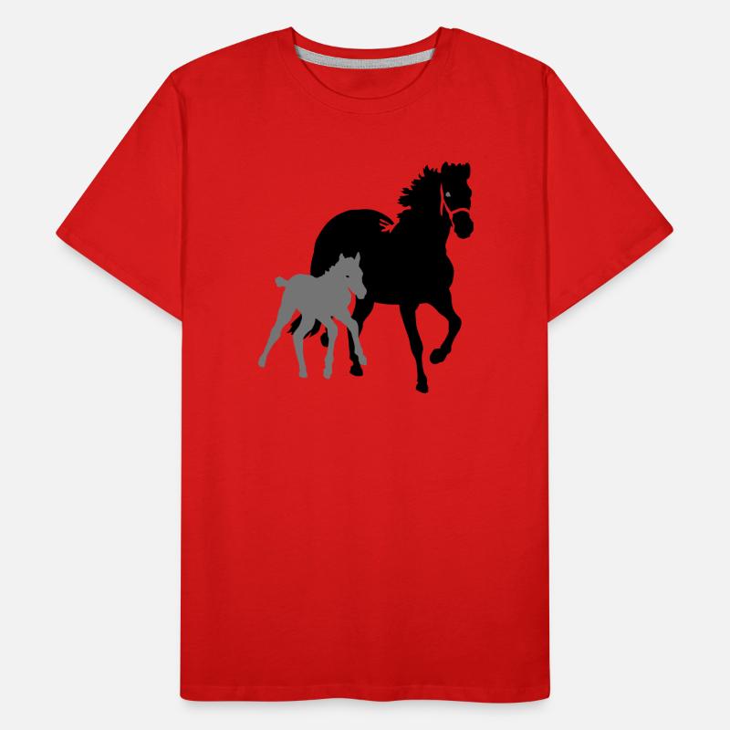 Stute mit Fohlen Männer Premium Bio T-Shirt