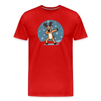 Süßes Dab Dabbing Rentier Tanzen Weihnachten Xmas - Männer Premium Bio T-Shirt - Rot - Vorne - Damien (186cm)