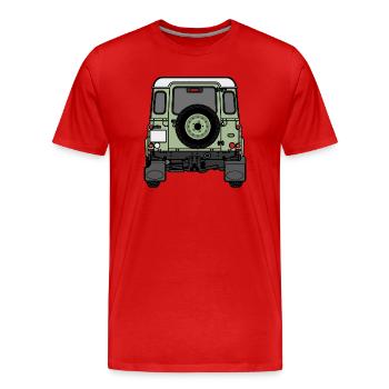 Verteidiger - Hinten - Männer Premium Bio T-Shirt - Rot - Vorne - Damien (186cm)