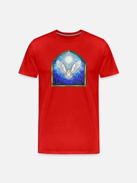 Owl and Moon - Men's Premium Organic T-Shirt - red