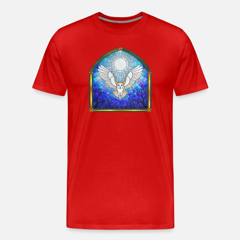 Eule und Mond - Männer Premium Bio T-Shirt - Rot
