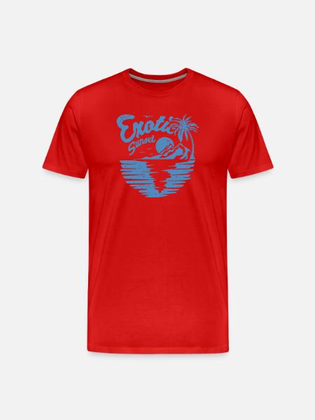 Exotisches Sunset Palm Design - Männer Premium Bio T-Shirt - Rot