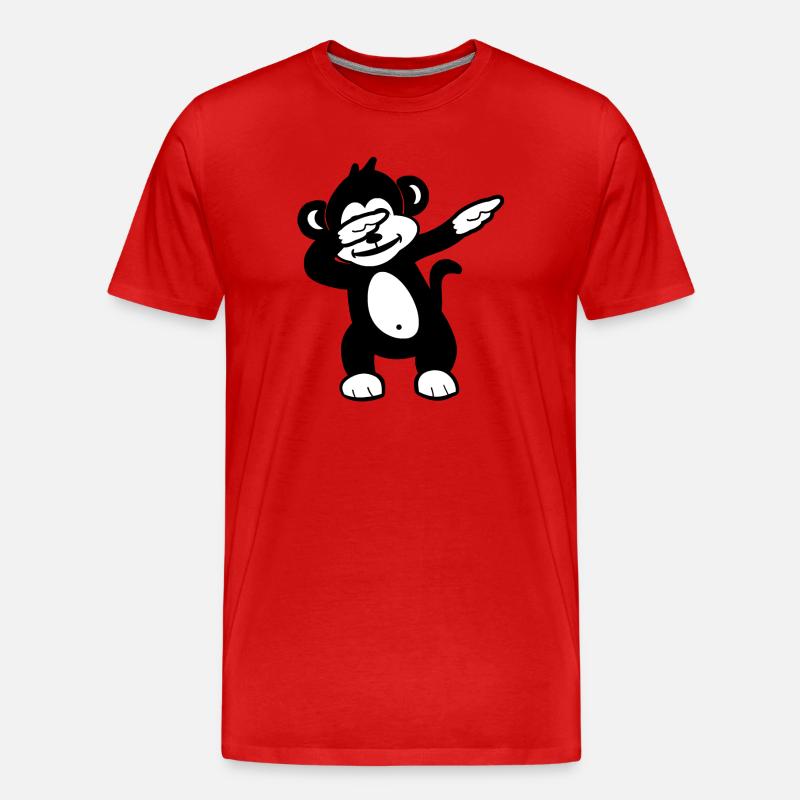Monochromer Panda Wink Doodle - Männer Premium Bio T-Shirt - Rot