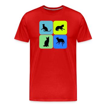 Katze Katze Katze Katze Katze Katze, Geschenk - Männer Premium Bio T-Shirt - Rot - Vorne - Damien (186cm)