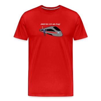 Jetzt bin ich am Zug! - Männer Premium Bio T-Shirt - Rot - Vorne - Damien (186cm)