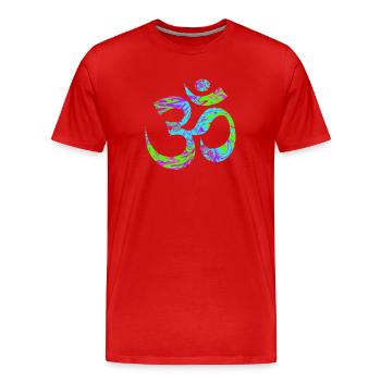 Om - Aum vert psychédélique - T-shirt bio Premium Homme - rouge - Devant - Damien (186cm)