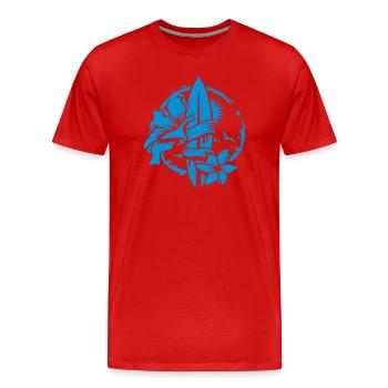 Surfbrett mit Blüten - Männer Premium Bio T-Shirt - Rot - Vorne - Damien (186cm)