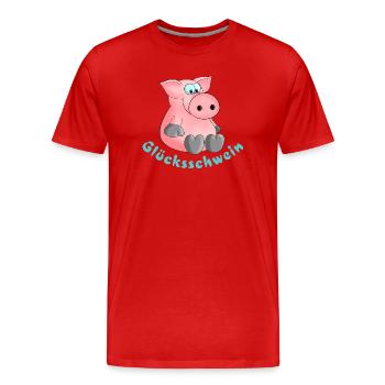 Lucky pig - good luck charm - luck - Men's Premium Organic T-Shirt - red - Front - Damien (186cm)