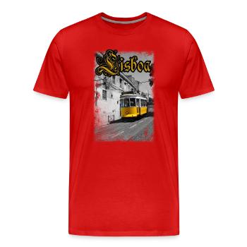 Lisboa Tram - Men's Premium Organic T-Shirt - red - Front - Damien (186cm)