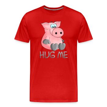 Hug - câlin moi cochon - T-shirt bio Premium Homme - rouge - Devant - Damien (186cm)