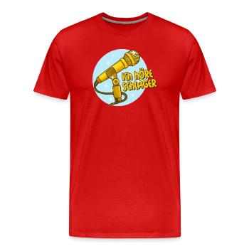 Schlager Schlagermusic Schlagerfan Mikrofon Spruch - Men's Premium Organic T-Shirt - red - Front - Damien (186cm)