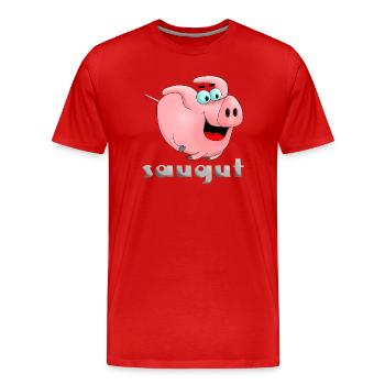 saugut - Sau - Ferkel - Männer Premium Bio T-Shirt - Rot - Vorne - Damien (186cm)
